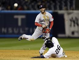 Red Sox All Star second baseman Dustin Pedroia turns two in a victory against the Yankees Media by blogs.eagletribune.com
