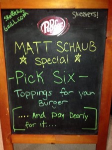 The Special at a Houston restaurant upset with Schaub's play.  Media by nesn.com