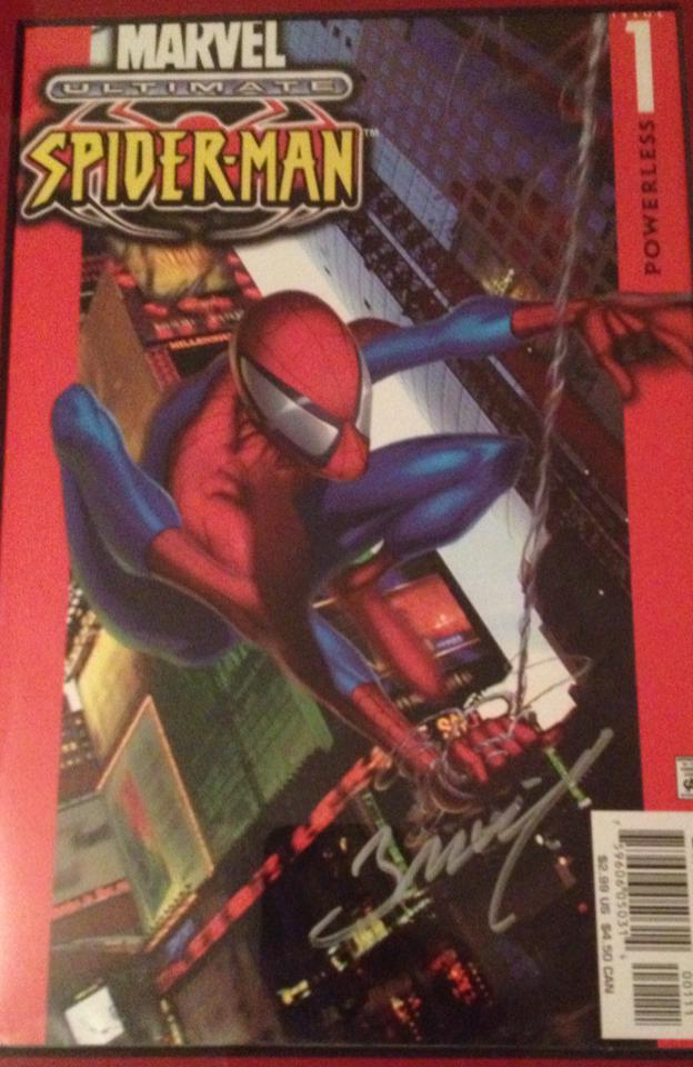 Copy of Ultimate Spider-Man #1 signed by artist Mark Bagley. Photo by Tyler Lamb.