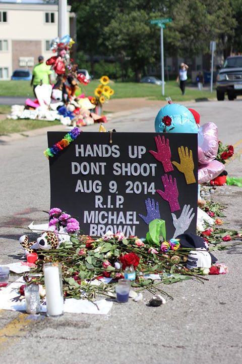 Where he fell. Mike Brown memorial site. Media from Andrea Freeman.
