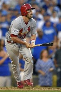 Matt Carpenter hit .375 against the Dodgers, is locked in at the plate this postseason.  Media by www.cadillacnews.com