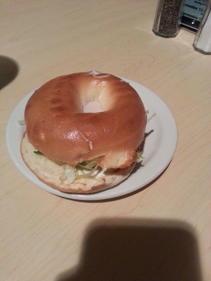 Andrea Newlin makes a delicious sandwich with bagels as her choice of bread.