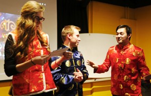 Albert, Rachel and Brent asking questions about Chinese Spring Festival. Photo by Jack Wang