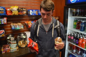 Josh Wood deciding what snack he should get.