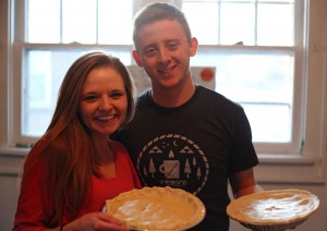 Alex and Kaylee enjoying cooking Chicken pot pie together. Photo by Jack Wang.