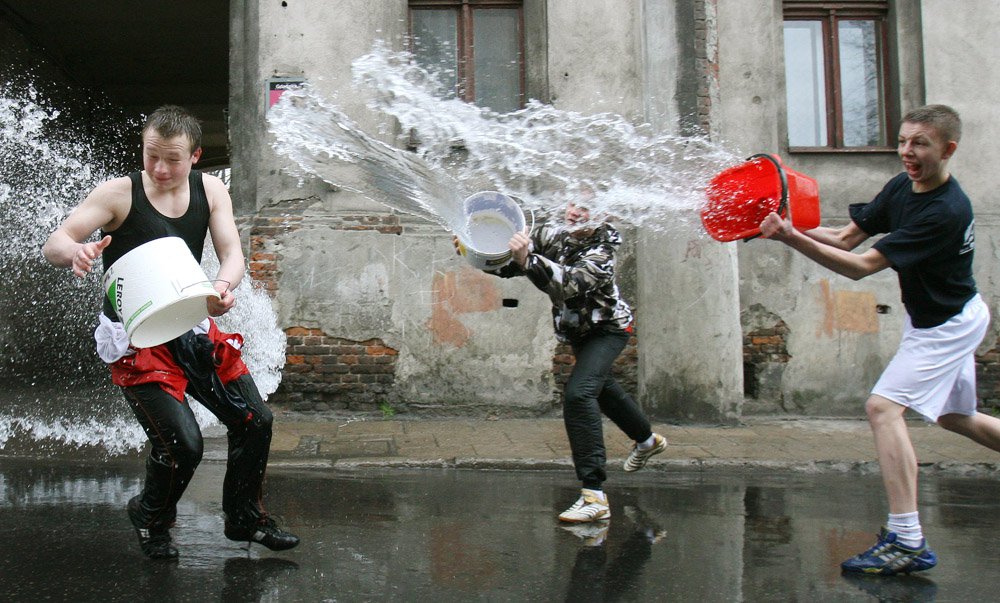 Young boys participating "Wet Monday" to celebrate Easter. Source:http://culture.pl/en/article/polish-easter-traditions