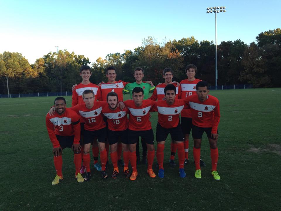 Greenville Men's Soccer before the game against Principia. Image by Greenville Men's Soccer Facebook Page.