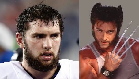 Andrew Luck and his doppleganger Wolverine via usatoday.com and wordbypicture.com