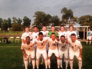 Starters for the Men's soccer team at Greenville College. Image from Greenville College Men's Soccer Facebook.