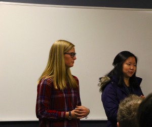 Students speaking at student senate meeting