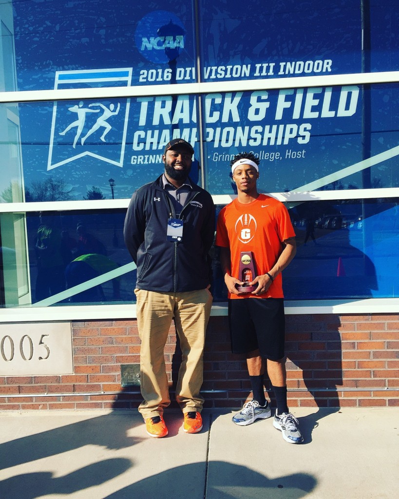 Jarrid Williams and Coach Easley at the Division III Nationals. Image from Jarrid. 