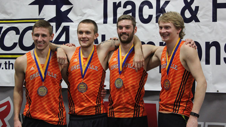 The 4 by 800 meter relay team Parker was a part of. Image from Greenville College