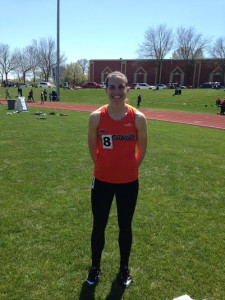 Chelsea Gilles after her 200 and 400 meter races. Image from Austin Brinkman 