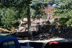 Hogue Hall being demolished
