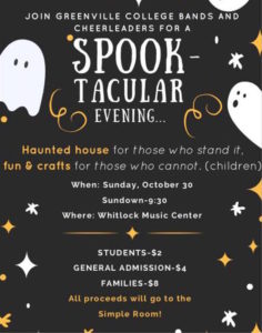 Flier for Spooktacular evening with GC bands and Cheerleading