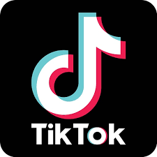 Image is the standard tiktok symbol which consists of overlapping music notes in red, white, and blue placed on a black background with the word tiktok underneath. 